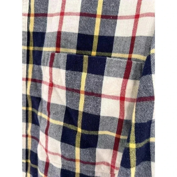 Men's L.L. Bean Blue Yellow Red Plaid Flannel Button Long Sleeve Shirt - MEDIUM - Picture 3 of 10